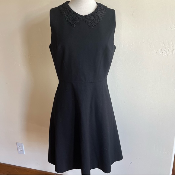 Kate Spade Lace Collar Ponte Black Sleeveless Mini Dress - Picture 2 of 8